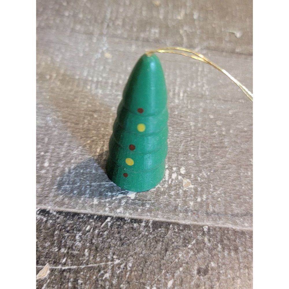 Vintage wooden pine tree xmas ornament decor